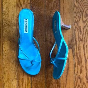 8.5 Steve Madden VIP teal leather heeled sandals
